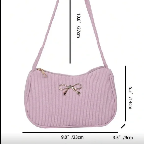 ⚠️Clearance Gold Bow Accent Pink Lightweight Women's Shoulder Bag - Picture 8 of 8